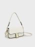 Small Flap Square Bag Metal Decor Braided Handle Contrast Binding