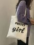 Small Shopper Bag Letter Graphic Preppy