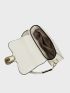 Small Flap Square Bag Metal Decor Braided Handle Contrast Binding