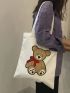 Small Shopper Bag Cartoon Bear Graphic Preppy