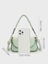 Small Flap Square Bag Contrast Binding Braided Handle