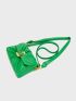 Small Flap Square Bag Ruched Detail Metal Decor Green