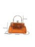 Small Square Bag Crocodile Embossed Metallic Kiss Lock