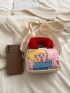 Mini Square Bag Letter & Cartoon Graphic Cute