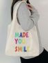 Small Shopper Bag Letter Print Double Handle