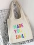 Small Shopper Bag Letter Print Double Handle