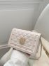 Studded Decor Square Bag Mini Flap White