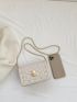 Studded Decor Square Bag Mini Flap White