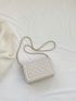 Studded Decor Square Bag Mini Flap White