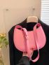 Minimalist Hobo Bag Small Adjustable Strap Pink