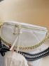 Quilted Fanny Pack Medium Chain Decor White