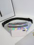 2pcs Medium Fanny Pack Holographic Adjustable Strap For Daily