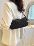 Minimalist Baguette Bag Medium Snap Button Black