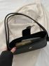 Minimalist Baguette Bag Medium Snap Button Black