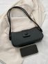 Minimalist Baguette Bag Medium Snap Button Black