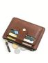 Minimalist Card Holder Snap Button Brown