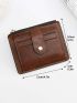 Minimalist Card Holder Snap Button Brown