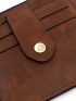 Minimalist Card Holder Snap Button Brown