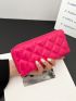 Quilted Long Wallet Zipper Neon Pink