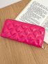 Quilted Long Wallet Zipper Neon Pink