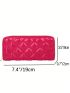 Quilted Long Wallet Zipper Neon Pink