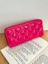 Quilted Long Wallet Zipper Neon Pink