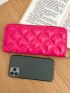 Quilted Long Wallet Zipper Neon Pink