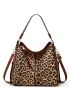 Leopard Pattern Hobo Bag Medium Vintage