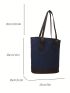 Colorblock Shoulder Tote Bag Buckle Decor Small