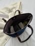 Colorblock Shoulder Tote Bag Buckle Decor Small