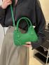 Green Shoulder Bag Fashionable Studded Decor PU