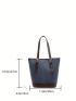 Small Colorblock Shoulder Tote Bag Denim Double Handle For Daily