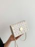 Studded Decor Square Bag Mini Flap White