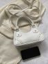 Studded Decor Shoulder Bag Small White