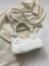 Studded Decor Shoulder Bag Small White