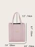 Mini Square Bag Baby Pink Letter Print Double Handle For Daily
