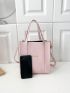 Mini Square Bag Baby Pink Letter Print Double Handle For Daily