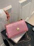 Mini Square Bag Faux Pearl Decor Flap Chain Glitter Glamorous For Party