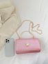 Mini Square Bag Faux Pearl Decor Flap Chain Glitter Glamorous For Party