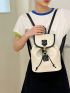 Small Flap Backpack Colorblock Adjustable Strap For Daily