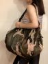 Camo Pattern Travel Bag Reusable Foldable Clothes Storage Bag Double Handle