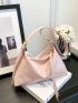 Medium Hobo Bag Baby Pink Minimalist Adjustable Strap For Daily