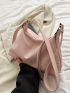 Medium Hobo Bag Baby Pink Minimalist Adjustable Strap For Daily