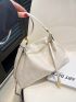 Medium Hobo Bag Beige Minimalist Adjustable Strap For Daily