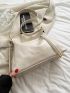 Medium Hobo Bag Beige Minimalist Adjustable Strap For Daily