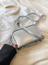 Mini Square Bag Silver Metal Decor Chain Strap For Daily