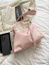 Medium Hobo Bag Baby Pink Minimalist Adjustable Strap For Daily