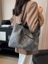 Small Shoulder Tote Bag Plaid Pattern Chain Decor Double Handle For Daily