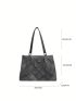 Small Shoulder Tote Bag Plaid Pattern Chain Decor Double Handle For Daily