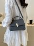 Small Square Bag Gray Metal Decor Flap Top Handle For Work